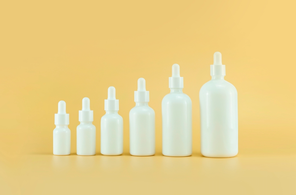 opal white milk glass bottles with droppers